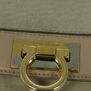 Salvatore Ferragamo Gancini Hand Bag Leather 2way Beige Gold Auth hk2928-16