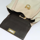 Salvatore Ferragamo Gancini Hand Bag Leather 2way Beige Gold Auth hk2928-17