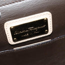 Salvatore Ferragamo Gancini Hand Bag Leather 2way Beige Gold Auth hk2928-18