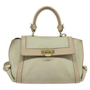 Salvatore Ferragamo Gancini Hand Bag Leather 2way Beige Gold Auth hk2928-2