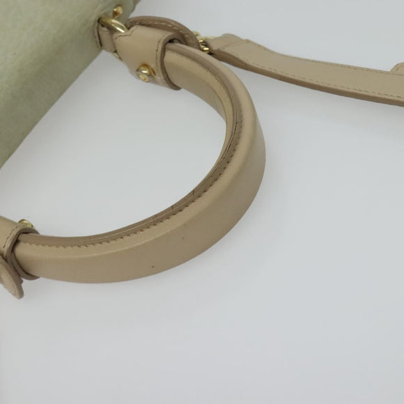 Salvatore Ferragamo Gancini Hand Bag Leather 2way Beige Gold Auth hk2928