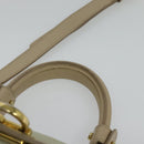 Salvatore Ferragamo Gancini Hand Bag Leather 2way Beige Gold Auth hk2928-8