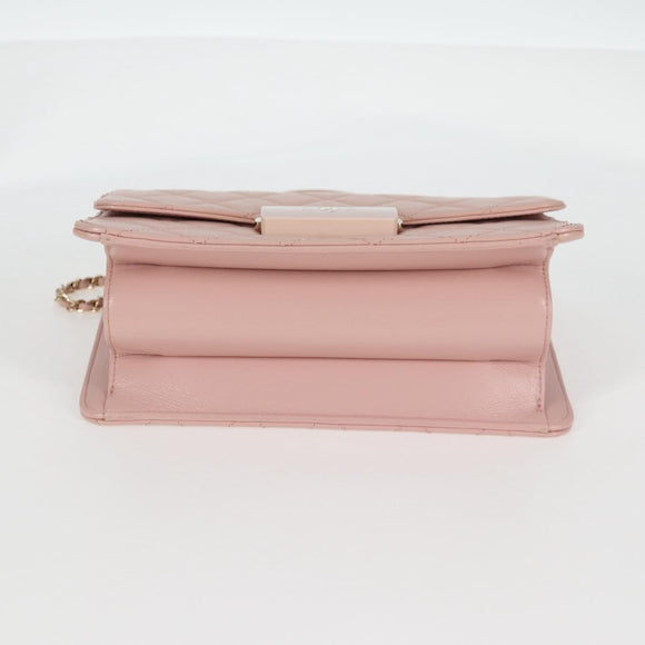 CHANEL Matelasse Beauty Rock Chain Bag Leather Pink Gold CC Auth hk2930M