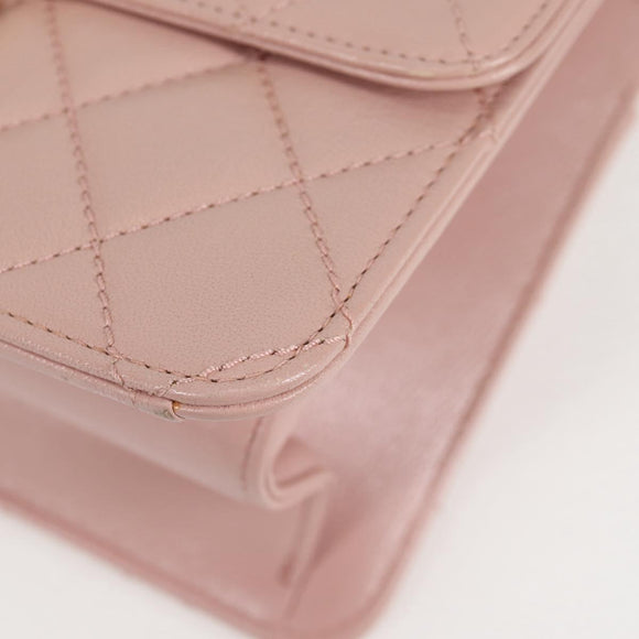 CHANEL Matelasse Beauty Rock Chain Bag Leather Pink Gold CC Auth hk2930M