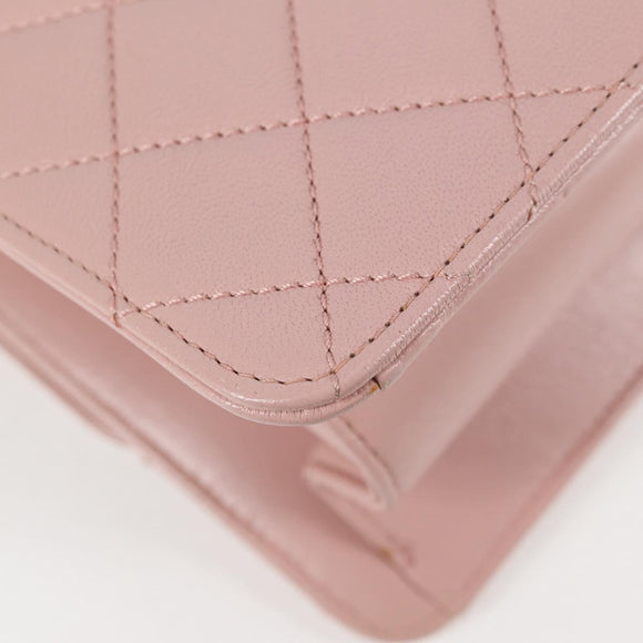 CHANEL Matelasse Beauty Rock Chain Bag Leather Pink Gold CC Auth hk2930M