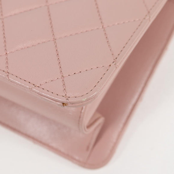 CHANEL Matelasse Beauty Rock Chain Bag Leather Pink Gold CC Auth hk2930M