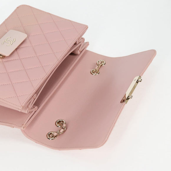 CHANEL Matelasse Beauty Rock Chain Bag Leather Pink Gold CC Auth hk2930M