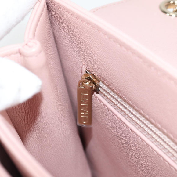 CHANEL Matelasse Beauty Rock Chain Bag Leather Pink Gold CC Auth hk2930M