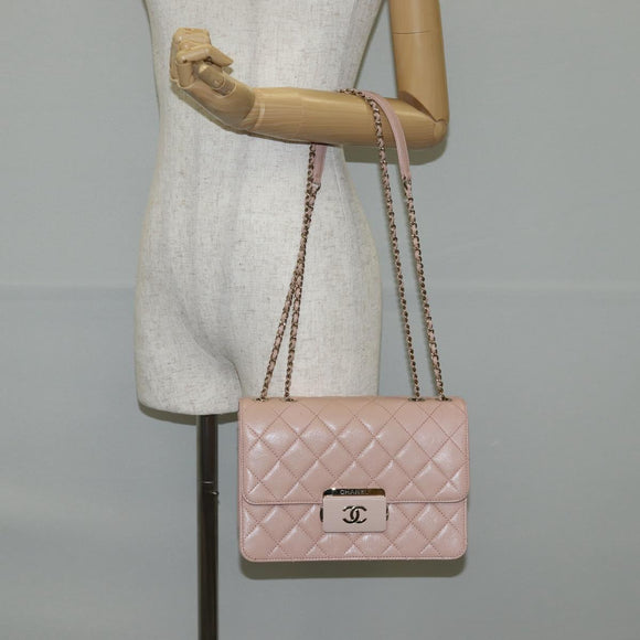 CHANEL Matelasse Beauty Rock Chain Bag Leather Pink Gold CC Auth hk2930M