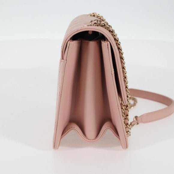 CHANEL Matelasse Beauty Rock Chain Bag Leather Pink Gold CC Auth hk2930M