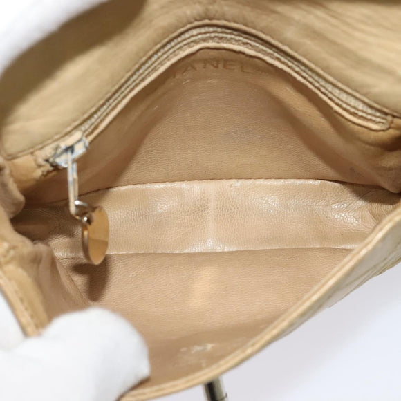 CHANEL Bicolore Waist pouch Caviar Skin Beige Gold CC Auth hk2931