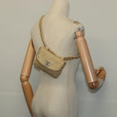 CHANEL Bicolore Waist pouch Caviar Skin Beige Gold CC Auth hk2931-24