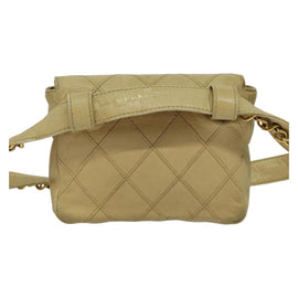 CHANEL Bicolore Waist pouch Caviar Skin Beige Gold CC Auth hk2931 - 0