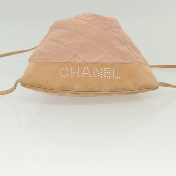 CHANEL Matelasse Backpack Satin Pink Gold CC Auth hk2932