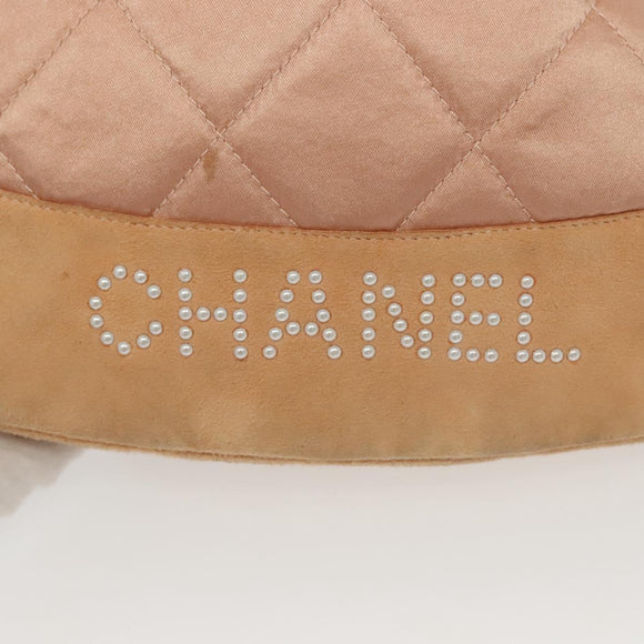 CHANEL Matelasse Backpack Satin Pink Gold CC Auth hk2932