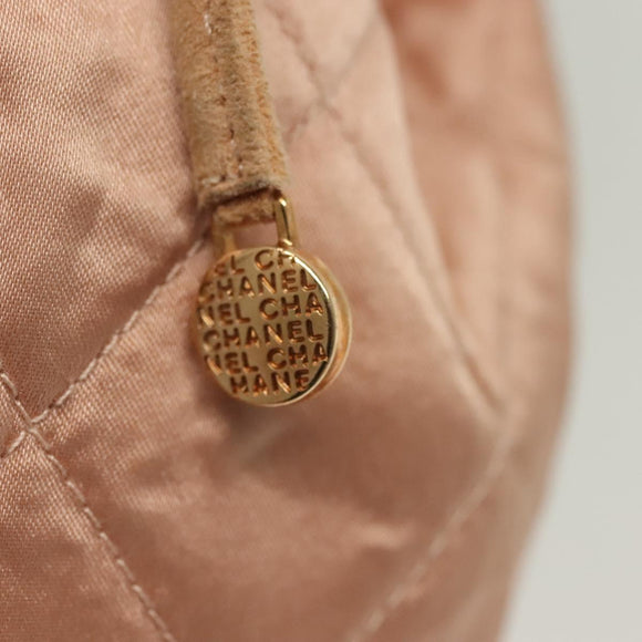 CHANEL Matelasse Backpack Satin Pink Gold CC Auth hk2932