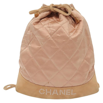 CHANEL Matelasse Backpack Satin Pink Gold CC Auth hk2932 - 0