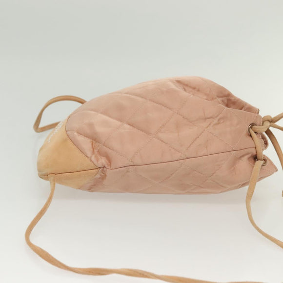 CHANEL Matelasse Backpack Satin Pink Gold CC Auth hk2932