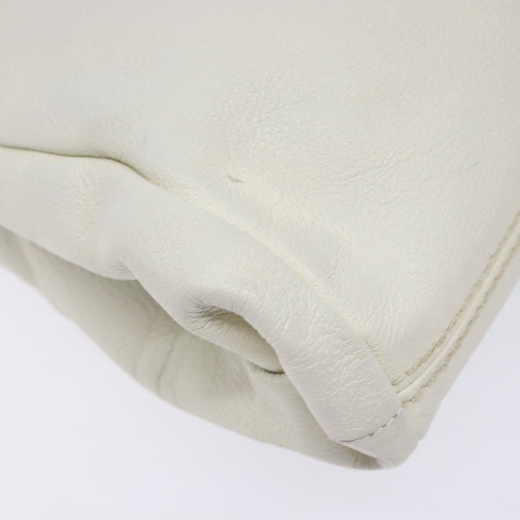 Miu Miu Tote Bag Leather White Silver Auth hk2941