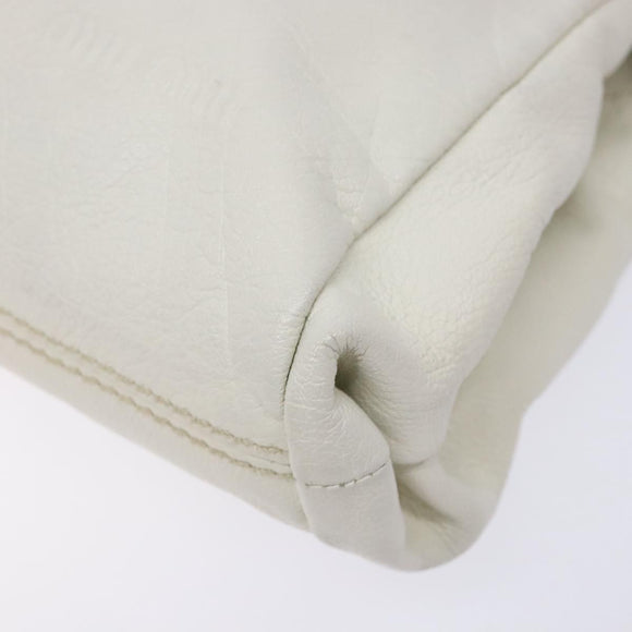 Miu Miu Tote Bag Leather White Silver Auth hk2941