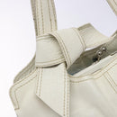 Miu Miu Tote Bag Leather White Silver Auth hk2941-17