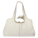 Miu Miu Tote Bag Leather White Silver Auth hk2941-2