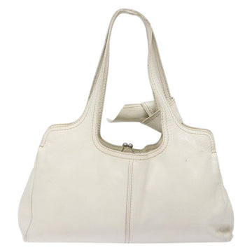 Miu Miu Tote Bag Leather White Silver Auth hk2941 - 0