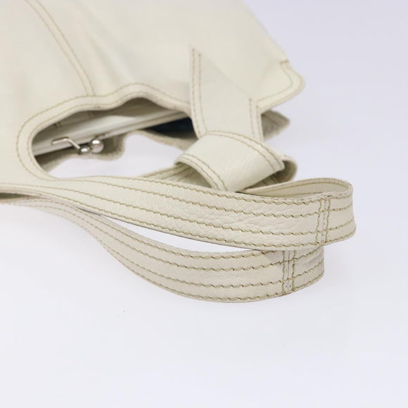 Miu Miu Tote Bag Leather White Silver Auth hk2941