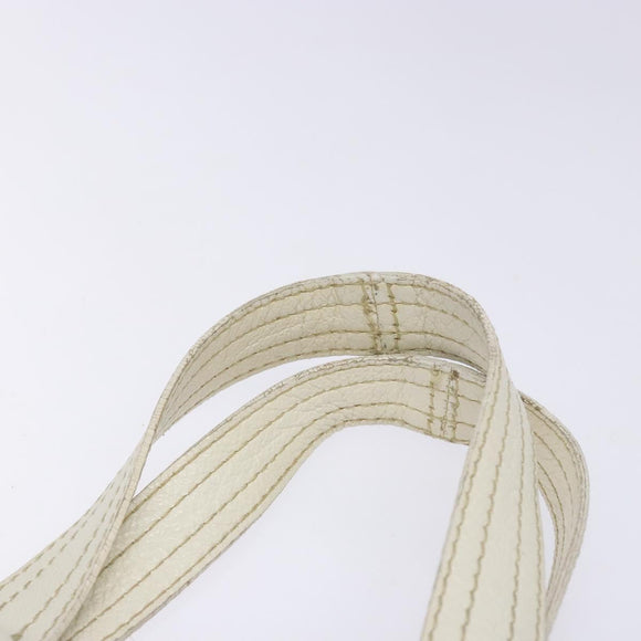 Miu Miu Tote Bag Leather White Silver Auth hk2941