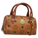 MCM Logogram Vicetos Hand Bag PVC Leather 2way Brown Gold Auth hk2943-1