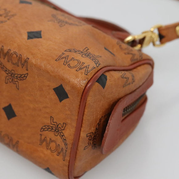 MCM Logogram Vicetos Hand Bag PVC Leather 2way Brown Gold Auth hk2943