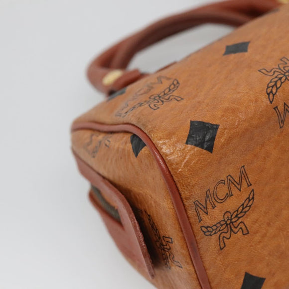 MCM Logogram Vicetos Hand Bag PVC Leather 2way Brown Gold Auth hk2943