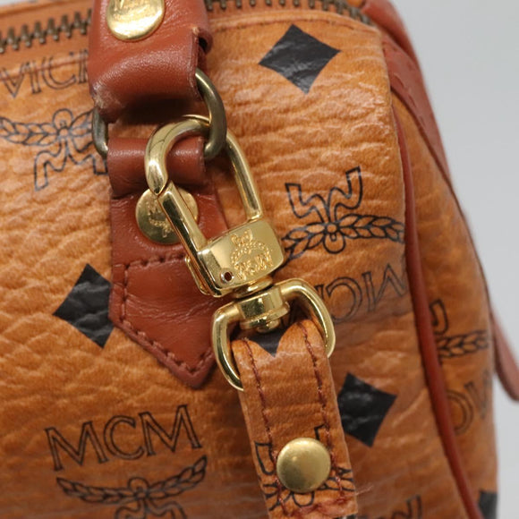 MCM Logogram Vicetos Hand Bag PVC Leather 2way Brown Gold Auth hk2943