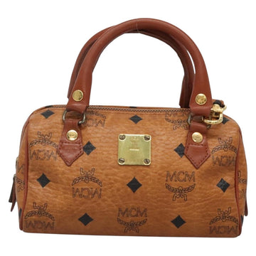 MCM Logogram Vicetos Hand Bag PVC Leather 2way Brown Gold Auth hk2943 - 0