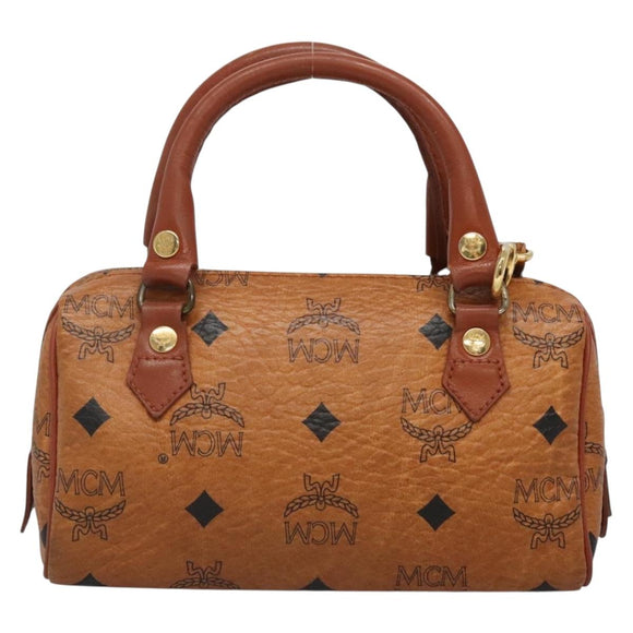 MCM Logogram Vicetos Hand Bag PVC Leather 2way Brown Gold Auth hk2943