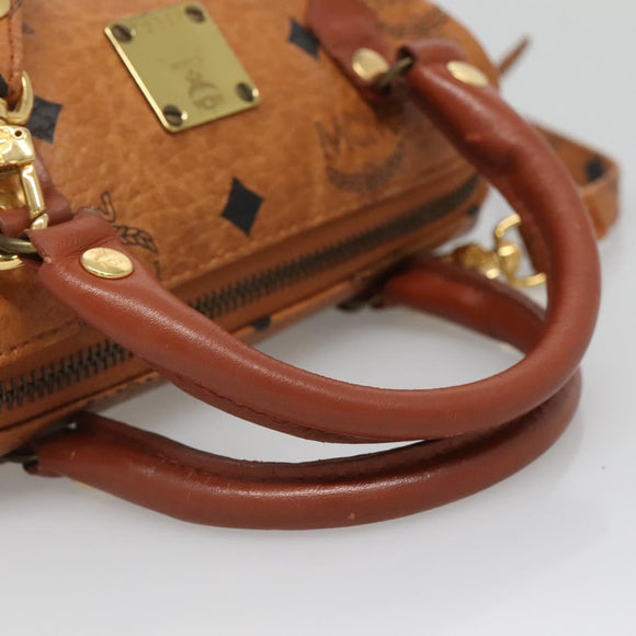 MCM Logogram Vicetos Hand Bag PVC Leather 2way Brown Gold Auth hk2943