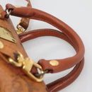 MCM Logogram Vicetos Hand Bag PVC Leather 2way Brown Gold Auth hk2943-8
