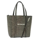 BALENCIAGA Everyday Tote XS Tote Bag Leather Silver Auth hk2944-1