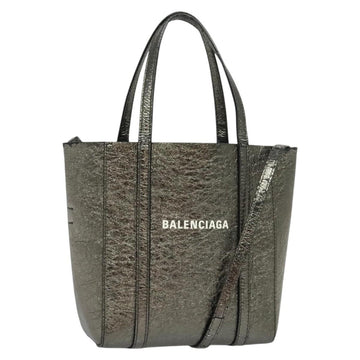 BALENCIAGA Everyday Tote XS Tote Bag Leather Silver Auth hk2944