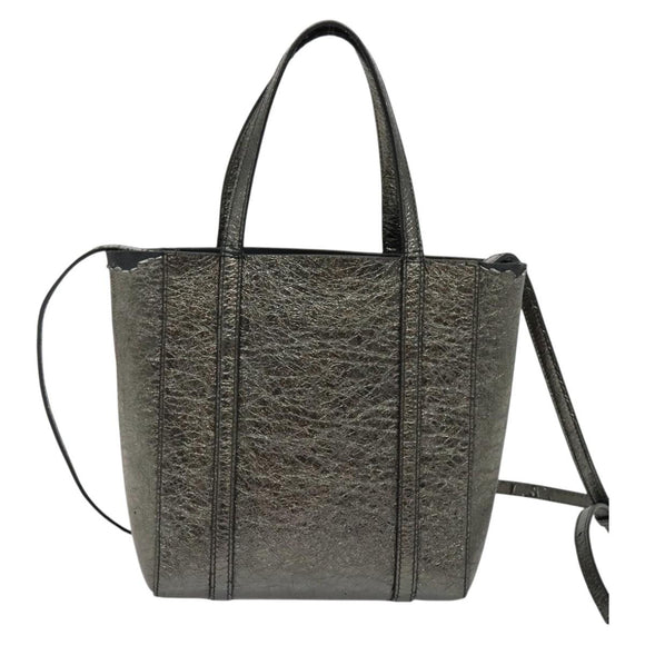 BALENCIAGA Everyday Tote XS Tote Bag Leather Silver Auth hk2944