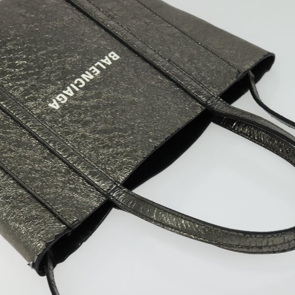 BALENCIAGA Everyday Tote XS Tote Bag Leather Silver Auth hk2944