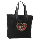 LOEWE Tote Bag Satin Black Gold Auth hk2946-1