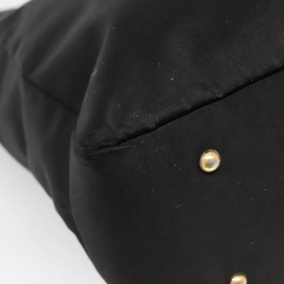 LOEWE Tote Bag Satin Black Gold Auth hk2946