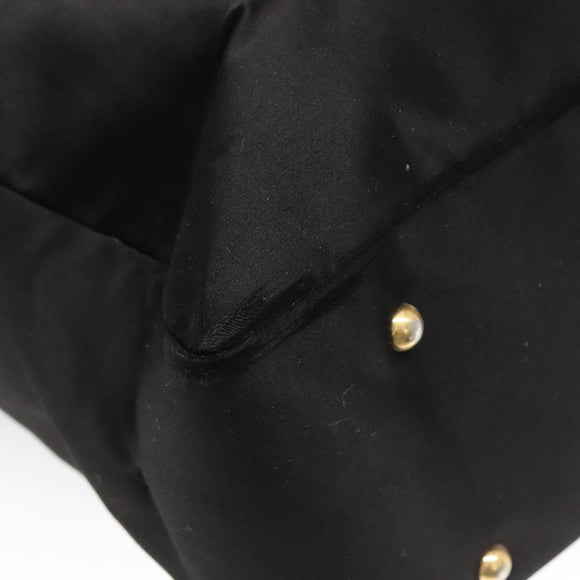 LOEWE Tote Bag Satin Black Gold Auth hk2946