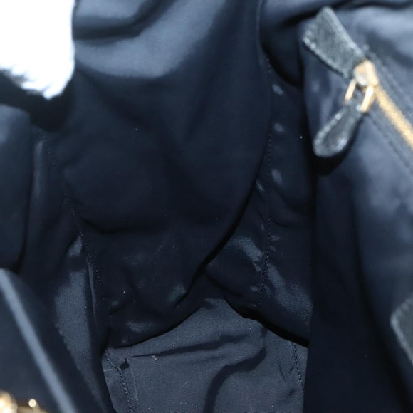 LOEWE Tote Bag Satin Black Gold Auth hk2946