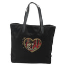 LOEWE Tote Bag Satin Black Gold Auth hk2946-13