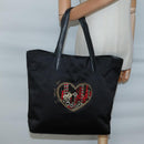 LOEWE Tote Bag Satin Black Gold Auth hk2946-23