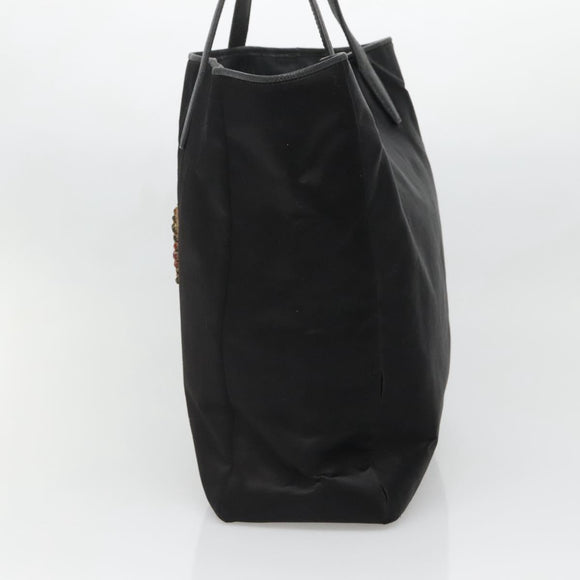 LOEWE Tote Bag Satin Black Gold Auth hk2946