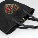 LOEWE Tote Bag Satin Black Gold Auth hk2946-6