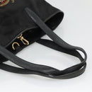 LOEWE Tote Bag Satin Black Gold Auth hk2946-7